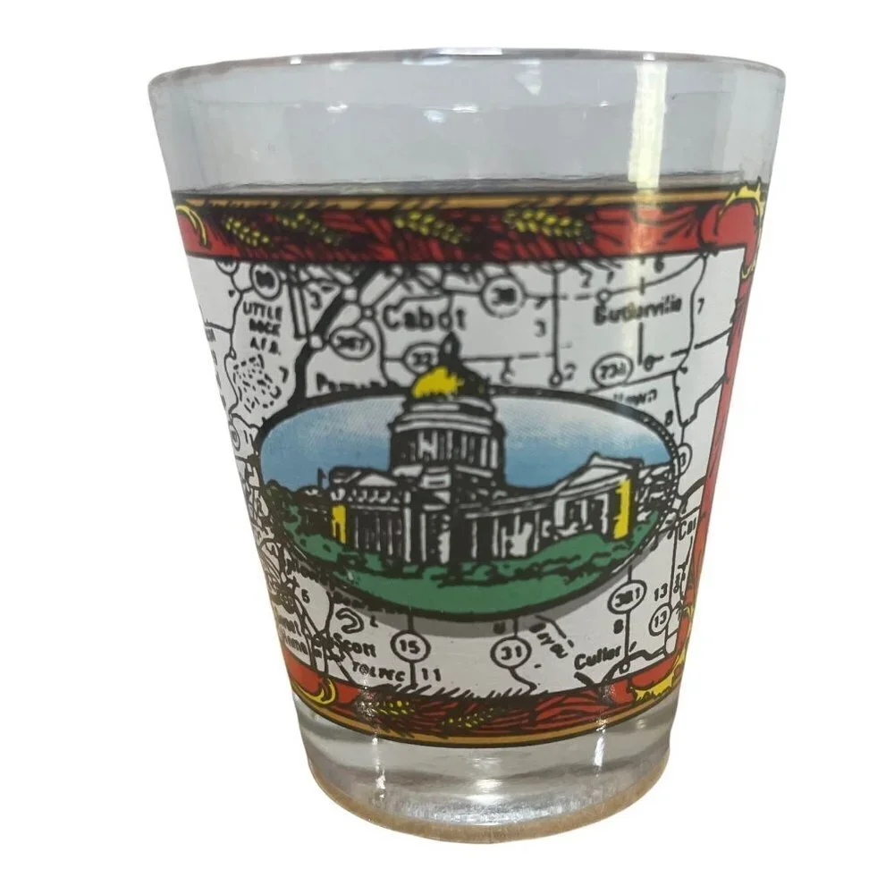 Shot Glass Arkansas Map Capitol‎ Souvenir Tourist